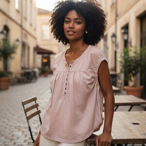 FREE PEOPLE Summer Love Top XS S M L Blush Pink Oversized Cinch Cargo Shirt Dust